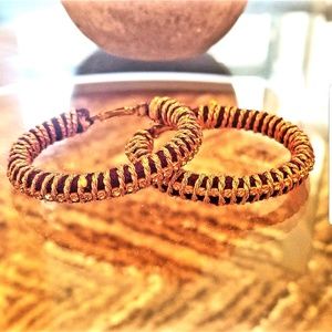 Women purple and golden crystal studed earrings